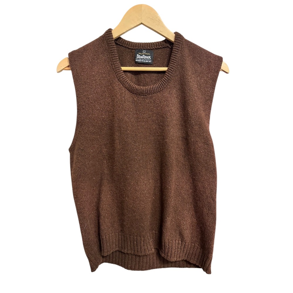 Puritan SeaRover vintage Brown Wool Blend‎ Knit Sweater Vest Women Large